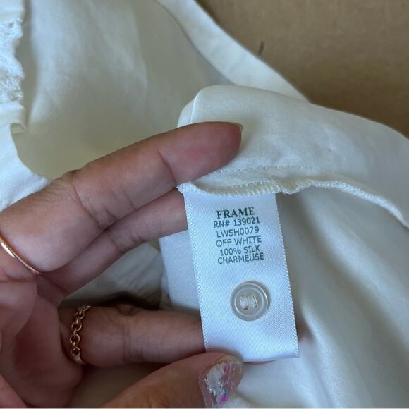 FRAME Denim Le Lace Trim Blouse in Off White - Picture 11 of 11